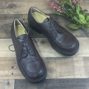 Bass Brown Textured Leather Oxfords